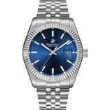 Beverly Hills Polo Club Erkek Kol Saati Lacivert Kadran Metal Kordon 41MM Seramik Cam 10 Atm Silver-Gümüş Kasa - Gümüş - Lacivert