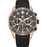 Beverly Hills Polo Club Erkek Kol Saati Siyah Silikon Kordon Gri Kadran Rose Gold Kasa 42.5mm Seramik Cam 10 Atm - Siyah - Rose
