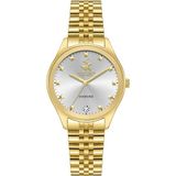 Beverly Hills Polo Club Kadın Kol Saati 34 mm Beyaz Kadran Gold Kordon 5 Atm - Altın