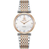 Beverly Hills Polo Club Kadın Kol Saati Rose Gold Silver Kordon Beyaz Kadran Safir Kaplamalı Cam - Altın