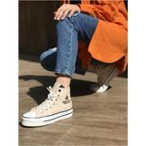 Beverly Hills Polo Club Keten Bileği Uzun Convers Sneaker Ayakkabı Kadın - Bej