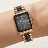 Beverly Hills Polo Club Pırlantalı Kadın Kol Saati | 24 mm Çelik Kasa, Siyah-Rose Gold Çelik Kordon, Sedef Kadran - Rose - Siyah
