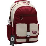 Bevitton 26012 Çok Bölmeli Bej-Bordo Okul Sırt Çantası Unisex Okul Çantası