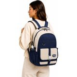 Bevitton 26012 Çok Bölmeli Bej-Lacivert Okul Sırt Çantası Unisex Okul Çantası