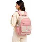 Bevitton 26012 Çok Bölmeli Bej-Pudra Okul Sırt Çantası Unisex Okul Çantası - Pembe