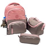 Bevitton 8010 Pudra-Vizon 3'lü Takım Unisex Çocuk Sırt Çantası Suya Dayanıklı