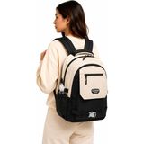 Bevitton Çok Bölmeli Bej-Siyah Okul Sırt Çantası Unisex Okul Çantası 26011