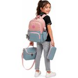 Bevitton ilkokul Çantası Unisex 3'lü Takım Kız Çocuk Okul Çantası 8010 Mavi-Pudra - Pudra - Mavi