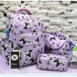 Bevitton Kız Çocuğu 3'lü Takım İlkokul Çantası Lila Renkli Polyester Malzeme ile 2 Bölmeli