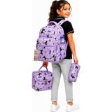Bevitton Kız Çocuğu 3'lü Takım İlkokul Çantası Lila Renkli Polyester Malzeme ile 2 Bölmeli