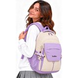 Bevitton Okul Çantası Su Geçirmez Kumaş Unisex Okul Sırt Çantası 2601 Bej-Lila - Bej - Lila