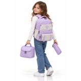 Bevitton Sırt ilk Okul Çantası 3'lü Set Kız Çocuk ilkokul Çantası Bvt-8020 LİLA-bEJ