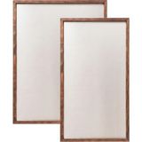 Bevorev 2'li Set Ahşap Çerçeveli Manyetik Metal Pano 62x47 cm ve 62x27 cm Not ve Fotoğraf Panosu