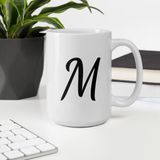 Bexdore M Monogram - Beyaz Parlak Kupa - Ingilizce Kahve Kupa