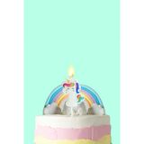 Beyaz 1 Rakamı Unicorn Figür Parti Mumu
