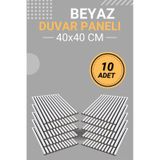 Beyaz 10 Adet 40x40cm Yeni Nesil Akustik Ahşap Duvar Paneli