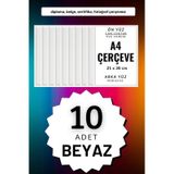 Beyaz-10 Adet A4 Çerçeve Diploma Belge Sertifika Fotoğraf Resim Çerçevesi Pvc 10lu Beyaz