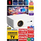 Beyaz 1080P Projeksiyon Cihazı, Otomatik Odak ve Keystone, 6g Wifi Destekli