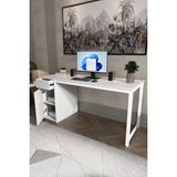Beyaz 160X60 cm Çalışma Masası, Bilgisayar Masası, Ofis Masası Çekmeceli, Dolaplı, Raflı