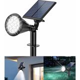 Beyaz 18 LED Spot Güneş Enerjili Bahçe Aydınlatma Lambası, Fotoselli, Spike Aplik, 18W Su Geçi