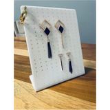 Beyaz 18CM x 13CM Takı ve Küpe Düzenleyici Stand - Ahşap - Bej - Siyah