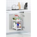 Beyaz 2 Katlı Tekerlekli Düzenleyici Mutfak ve Banyo Rafı