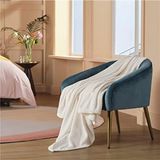 Beyaz 220X230 Çift Kişilik Polar Battaniye Salon Oturma Yatak Odası Için Tv Battaniyesi Koltuk Şalı - 220 x 230 cm