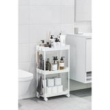Beyaz 3 Katlı Tekerlekli Düzenleyici Mutfak Ve Banyo Rafı Vesken