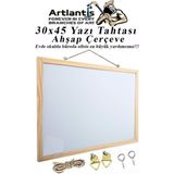 Beyaz 30X45 cm Laminant Yazı Tahtası, Ahşap Çerçeve, Duvara Monte, Askılı, Okul Ofis - Ahşap - Beyaz - Seçenek 1