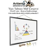 Beyaz 30X45 cm Mdf Duvara Monte Yazı Tahtası, Çerçeveli, Askılı, Laminant Yüzey - Ahşap - Beyaz - Seçenek 1