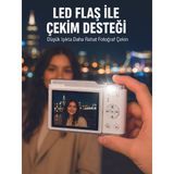 Beyaz 4K Video Kayıtlı 48 Dijital Fotoğraf Makinesi Otomatik Odaklama