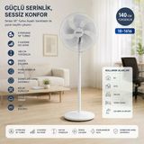 Beyaz 5 Pervane - 18 Inc Ev - Ofis Kompakt - Sessiz - Üç Kademe 140Cm Yükseklik Ayaklı Vantilatör Sf-6798 (5433)