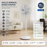 Beyaz 5 Pervane - Inc Ev - Ofis Kompakt - Sessiz - Üç Kademe 140Cm Yükseklik Ayakli Vantilatör Sf-6798 (5047)