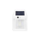 Beyaz 5W Solar / Güneş Enerjili Led Ampullü Duvar Fener Aplik 3200K - Sarı Işık
