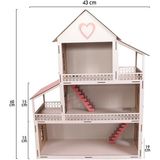 Beyaz 60 cm Ahşap Çocuk Oyun Evi, Eğlenceli ve Sağlıklı Tasarım - Seçenek 1 - Ahşap Bej - Siyah