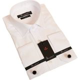 Beyaz 8 Drop Ekstra Uzun Kol Dar Kesim Micro Kumaş Kol Düğmeli Slim Fit Erkek Gömlek - 197-1 - XS