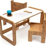 Beyaz Ahşap Sandalyeli Montessori Çocuk Ders Çalışma Masası + 2 Sandalye - Çocuk Aktivite Masası