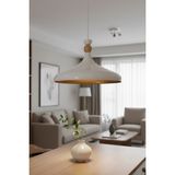 Beyaz Ahşap Şapka Sarkıt Avize, Salon, Mutfak, Cafe, Butik Aydınlatma - Seçenek 1 - Ahşap - Bej - Siyah