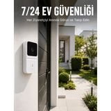Beyaz Akıllı Kapı Zili Bağlantılı Kameralı Ev Güvenlik Sistemi