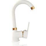 Beyaz Altın Lüks Lavabo Bataryası Delta Beyaz Gold Lavabo Musluk