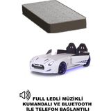 Beyaz Arabalı Yatak Kapıları Açılan Gtr Full Ledli Kumandalı ve Müzikli + Ortopedik Yatak - 90 x 190 cm