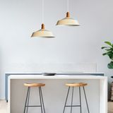 Beyaz Asaletli Ahşap Vezir Kafa Tekli Avize Retro Sarkıt Ofis Showroom Salon Mutfak Avizeleri