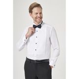 Beyaz Ata Yaka Uzun Kol Cepsiz Slim Fit Pamuklu Damatlık Gömlek 1004260200