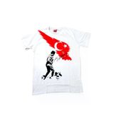 Beyaz Atatürk Kocatepe Ve Türkiye Bayrak Baskılı Tişört