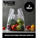 Beyaz Atlet Poşet Orta Boy 26X50 cm (5 Kg)