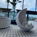 Beyaz Ay Şehri Peri Ledli Dekoratif Obje Diorama Beyaz Ay Şehri Dekor Balkon, Kitaplık, Dresuar Aksesuarı