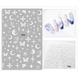 Beyaz Ay Yıldız Dizayn Tırnak Sticker Tırnak Etiketi Nail Art JO-1006