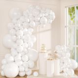 Beyaz Balon Kemer Seti, Kalınlaştırılmış 100 Adet Beyaz Balonlar Farklı Boyutlar 45/12/5 cm Doğum Günü Partisi Mezuniyet Bekarlığa Veda Yıldönümü Düğün Cinsiyet Gösterimi Bebek Duş Süslemeleri
