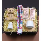 Beyaz Bambulu Fincan & Tütsü & Beyaz Mini Melek Kar Küresi & Peluş Ayıcık & Kahve Hediye Seti