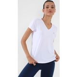 Beyaz Basic Kısa Kol Standart Kalıp V Yaka Kadın T-Shirt - 97145